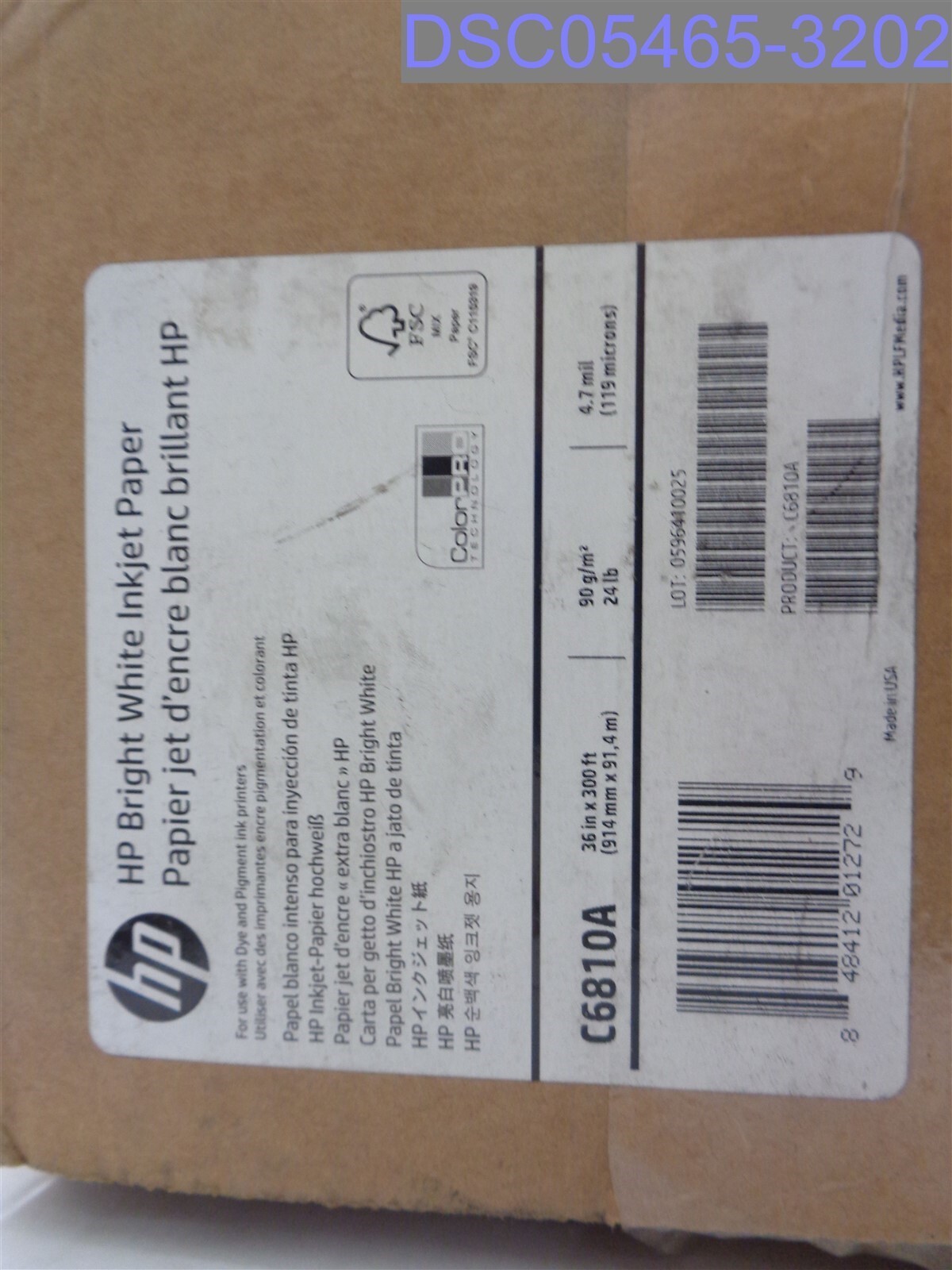 HP Bright White Inkjet Paper Roll 36″ x 300Ft – C6810A