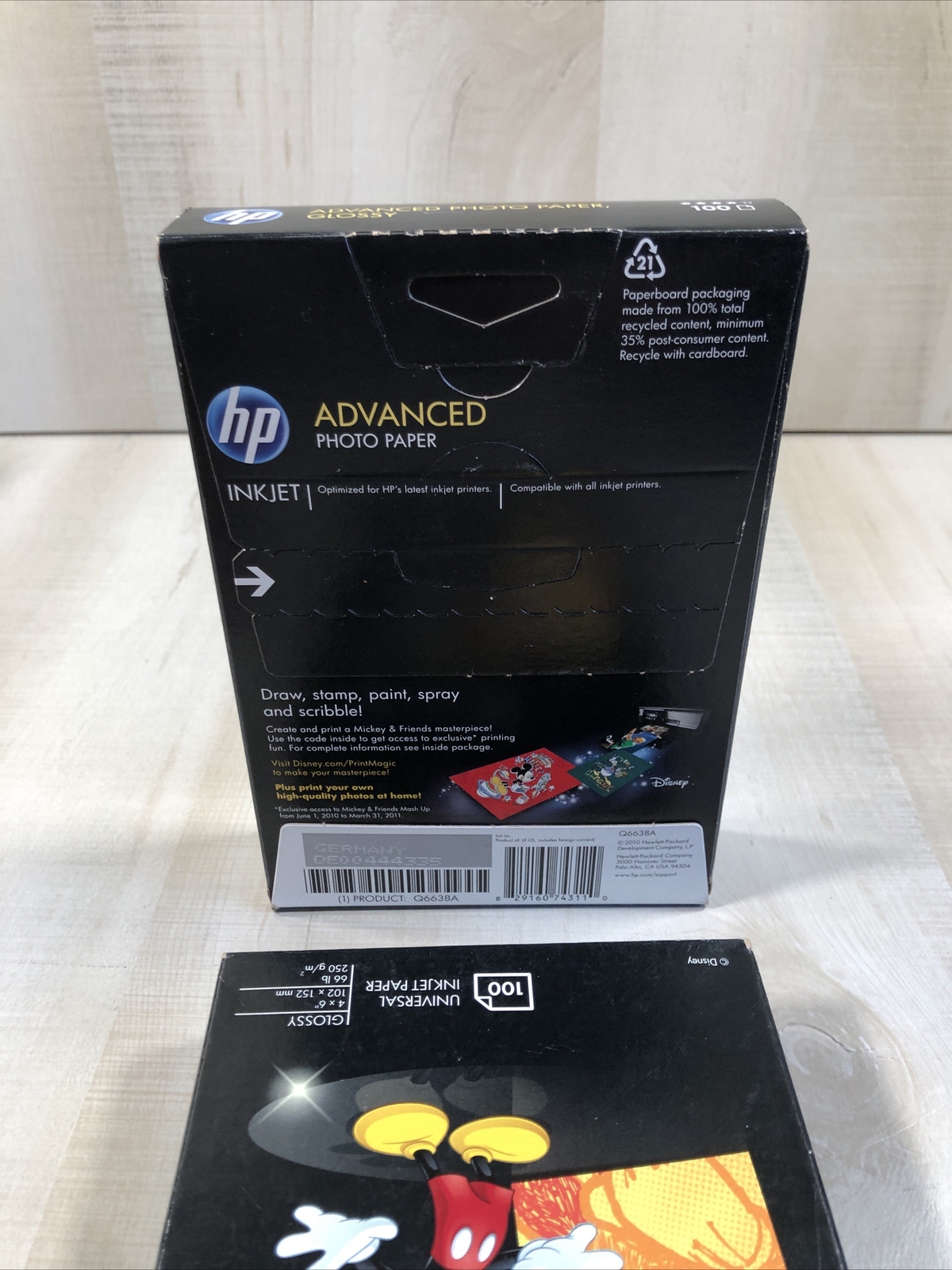 2 – HP Advanced Photo Paper 4×6 Glossy 100 ct. Copy Paper Inkjet Pictures NEW