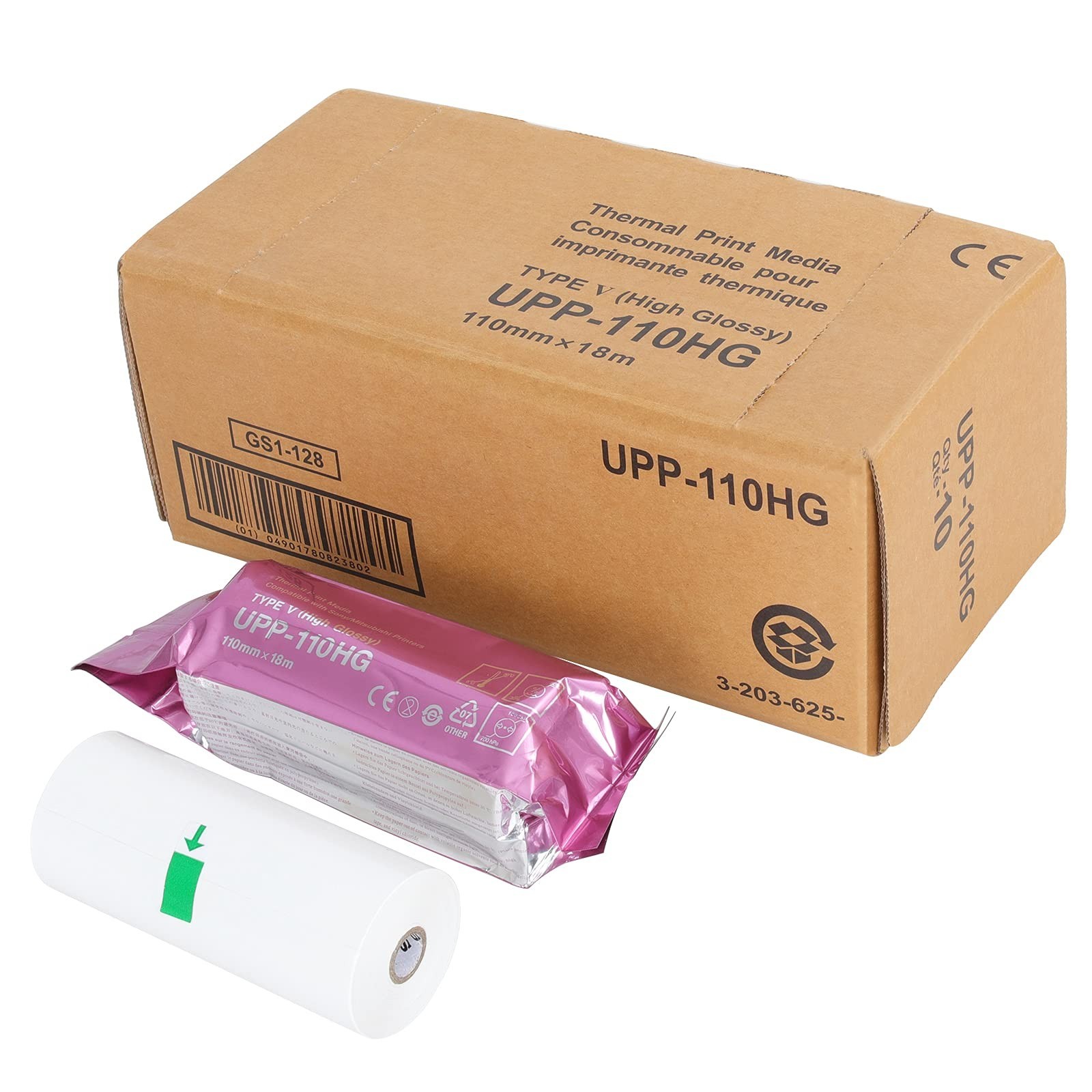 High Gloss Ultrasound Paper Film 10 Rolls, 110mm x 18m, Compatible Replacement