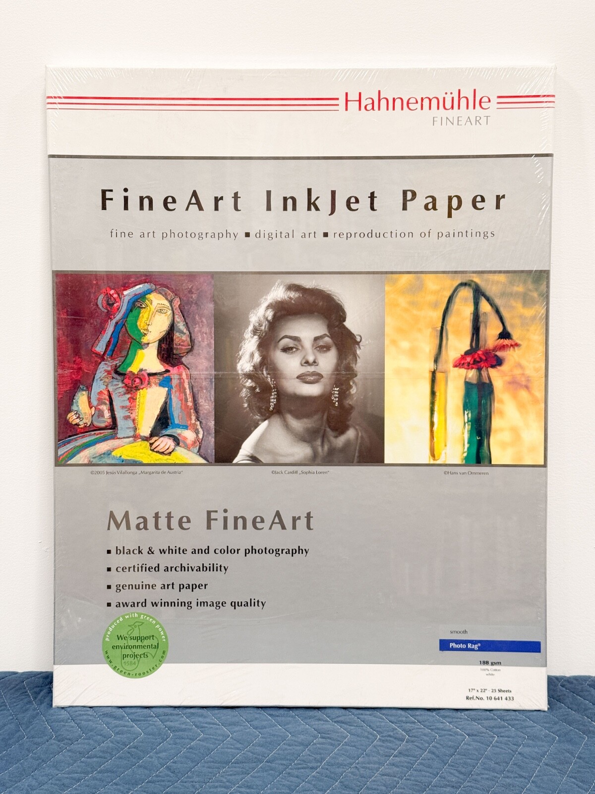 Hahnemuhle Photo Rag Paper White 188 gsm, 17 x 22″, 25 Sheets Smooth Sealed Box