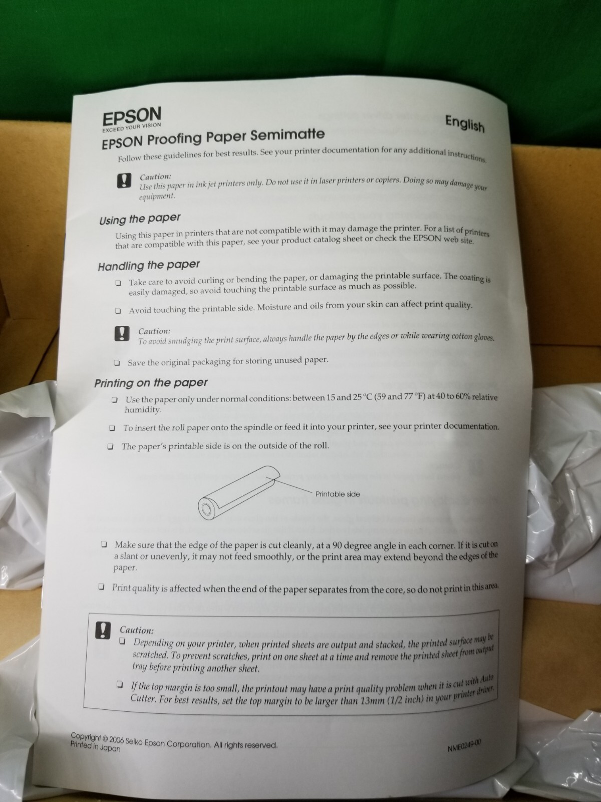 New Open Box EPSON Standard Proofing Paper Semimatte S041668 13″x50″