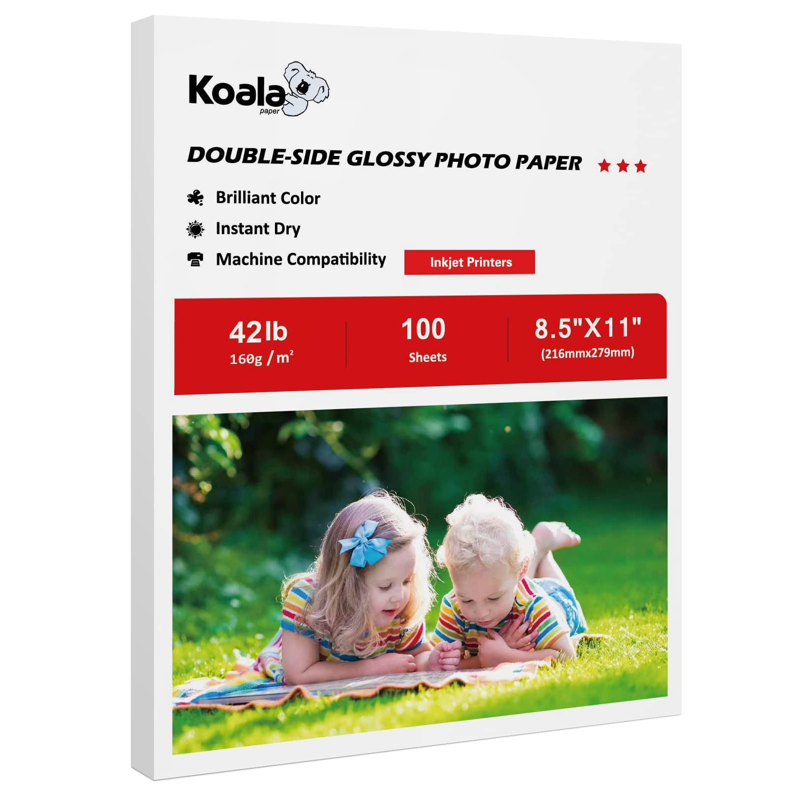 100 Sheets Koala Double Side Glossy Photo Brochure Paper 8.5×11 Inch 42LB