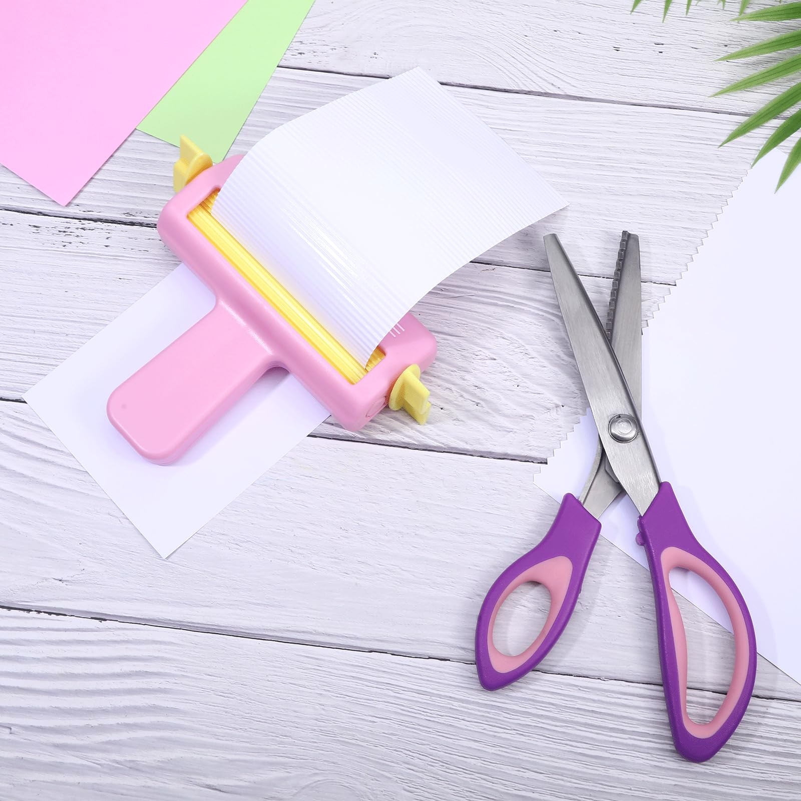 Pink Crimper and Purple Pinking Shears Kit with 100 Sheets Glossy Inkjet for …