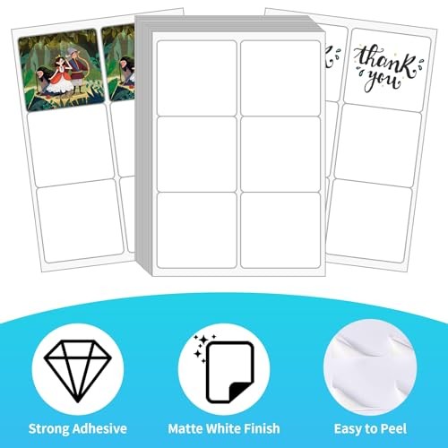 Printable Sticker Paper, 3-1/3″ x 4″ Shipping Address 500 Sheets / 3000 Labels