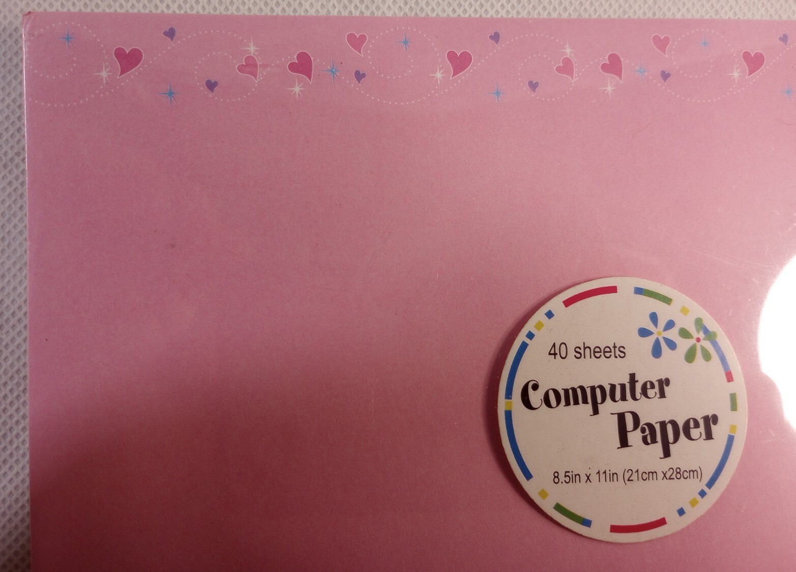 40 Sheets Computer Paper Pink 8.5inx11in