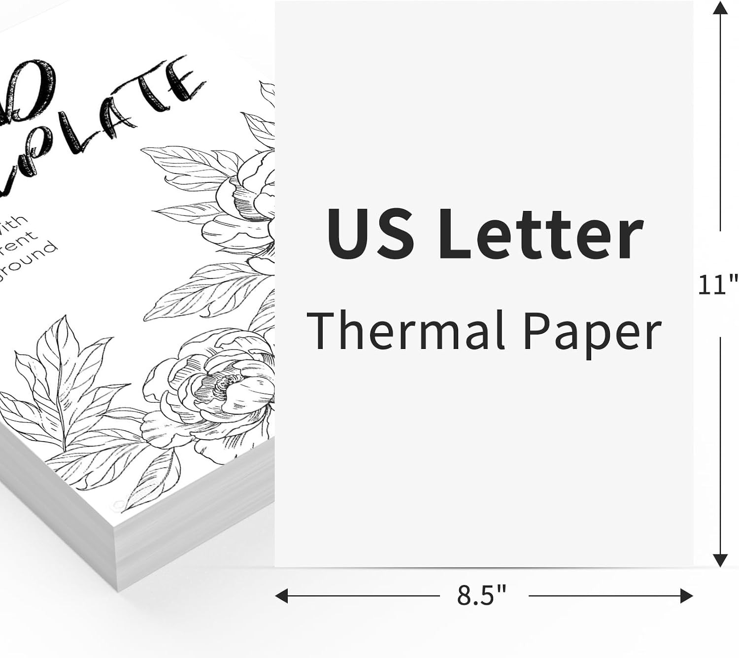 100 Sheets Thermal Paper 8.5 X 11 US Letter Size Thermal Printer Paper Business