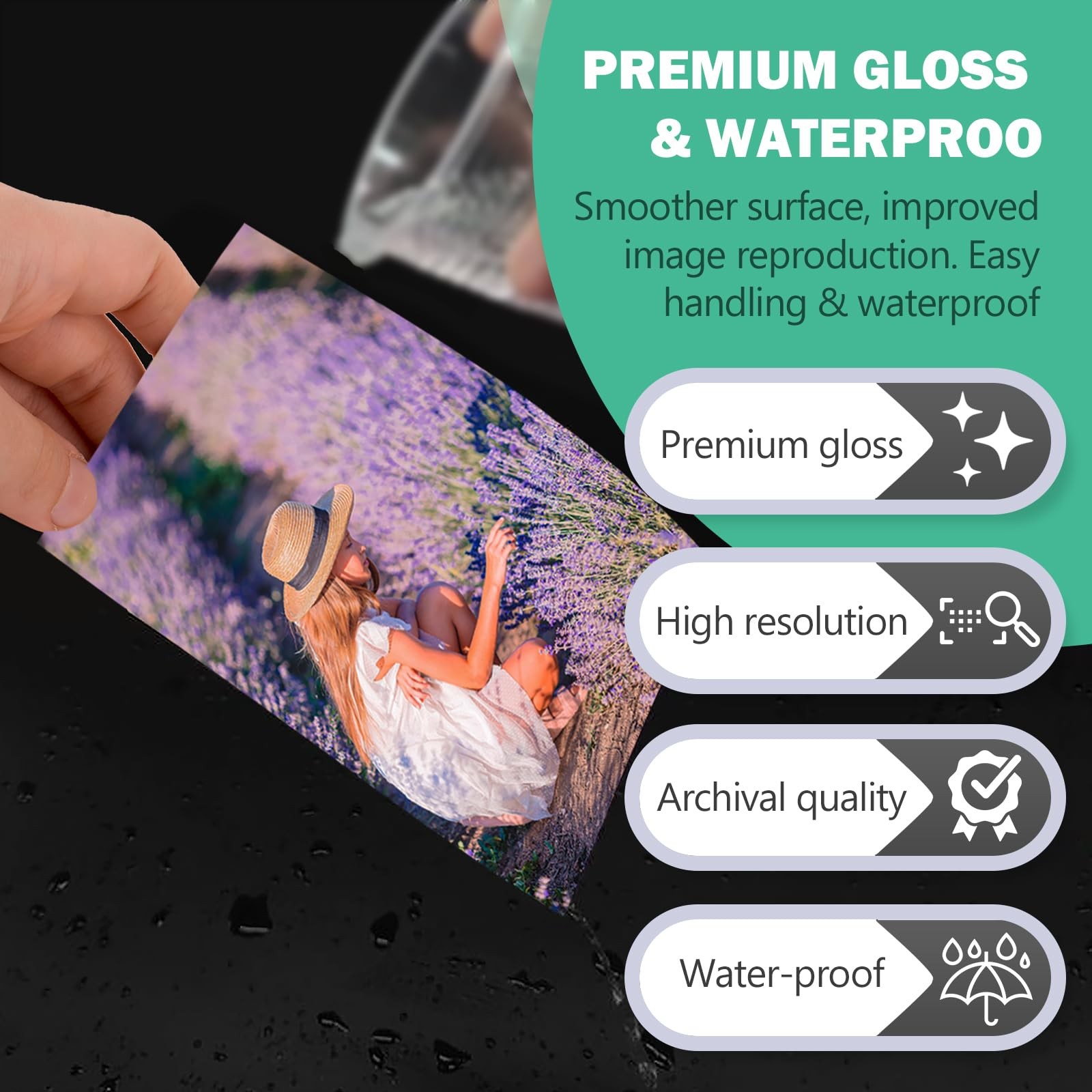 UltraPremium Glossy RC Photo Paper Metallic Resin Coated 8×10 In 50 PCS