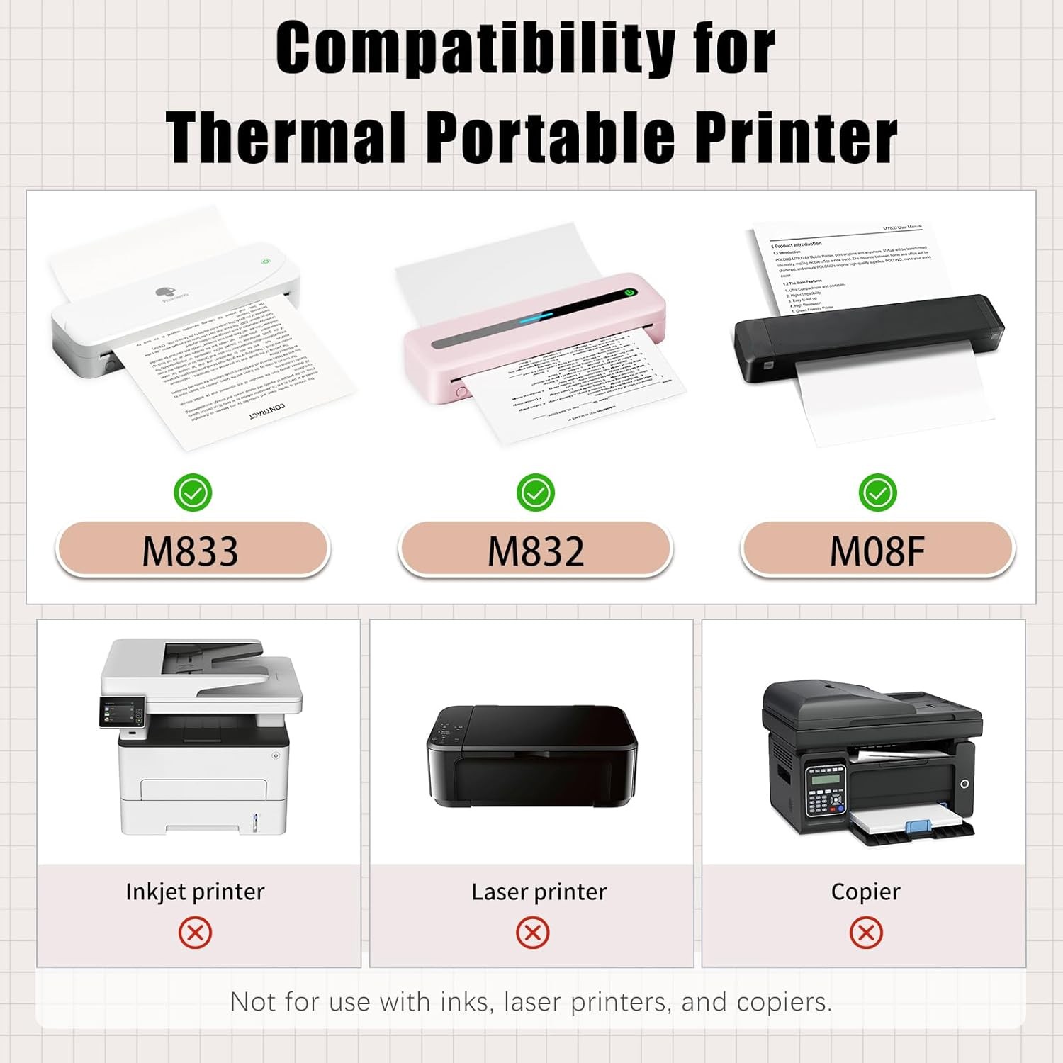 Phomemo A4 Thermal Paper, Printer Paper 8.26 x 11.69 Size, white