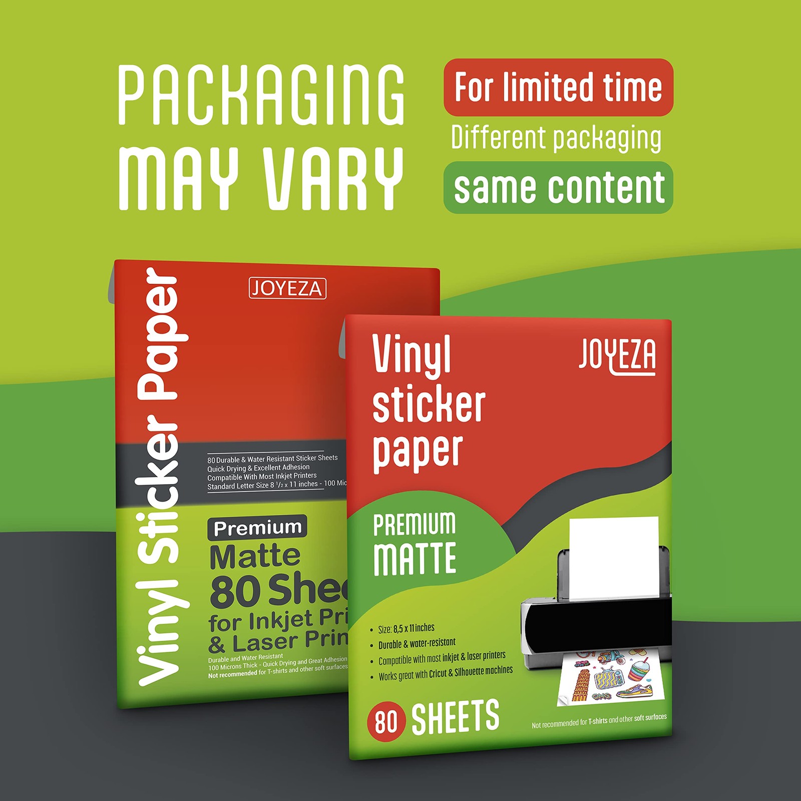 Premium Printable Vinyl Sticker Paper 80 Sheets Matte White Waterproof Quick