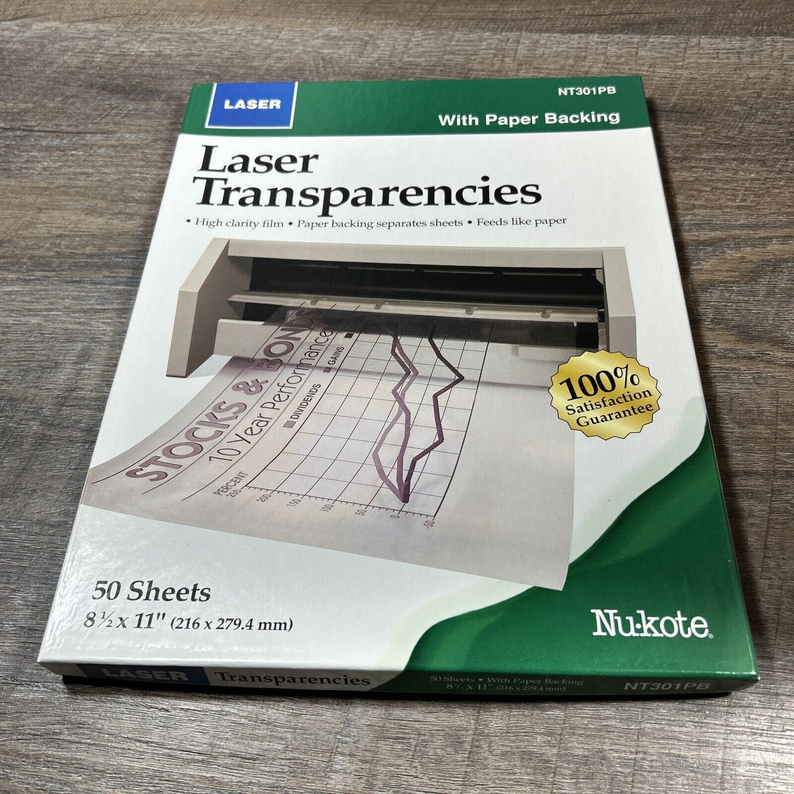 9 Nu*kote Laser Transparencies with Paper Backing 50 Count Boxes – 8 1/2″ x 11″