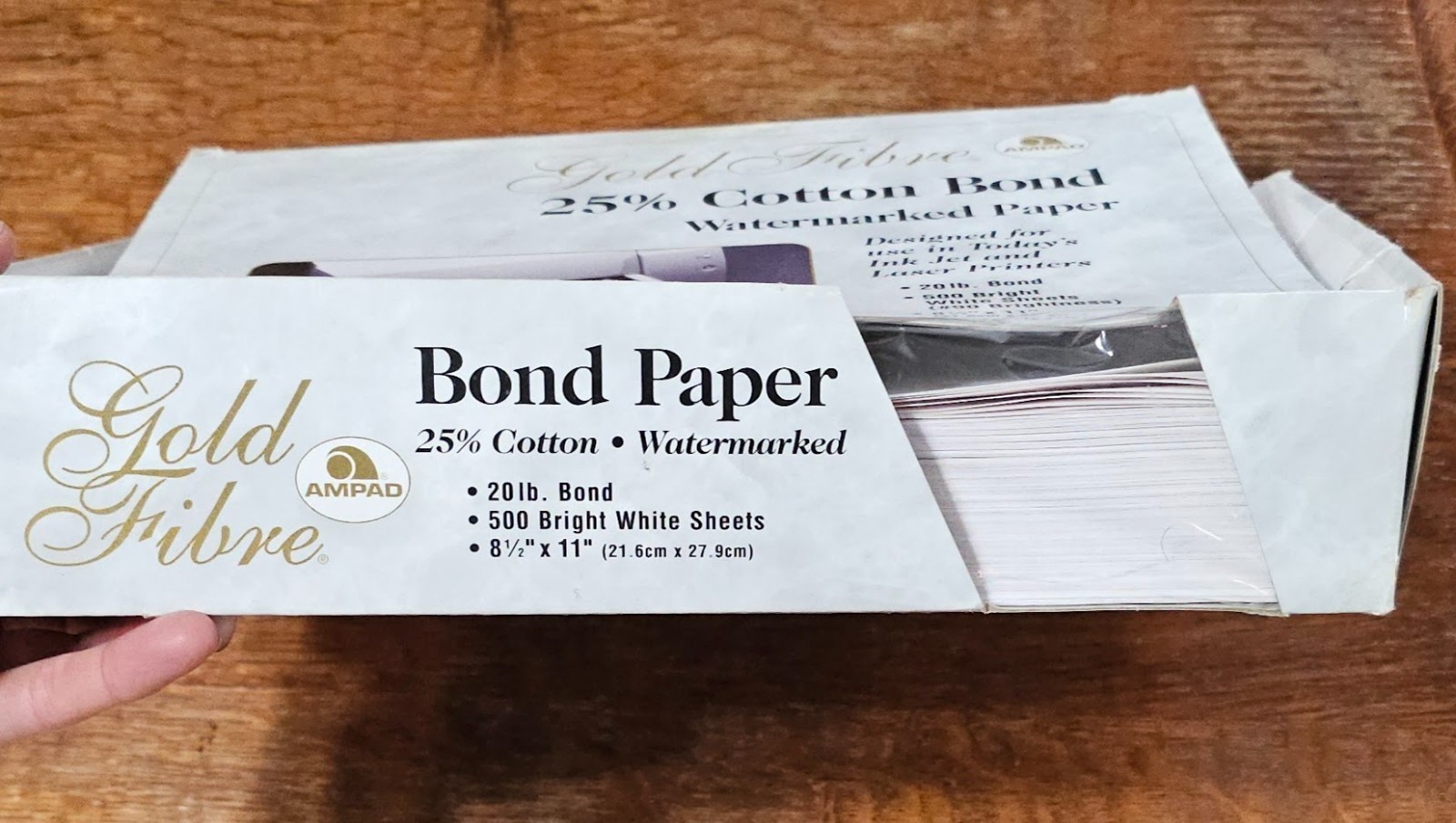 AMPAD Gold Fibre 25% Cotton Paper 90 Bright 20lb 8.5×11 White 250 Sheets -1998