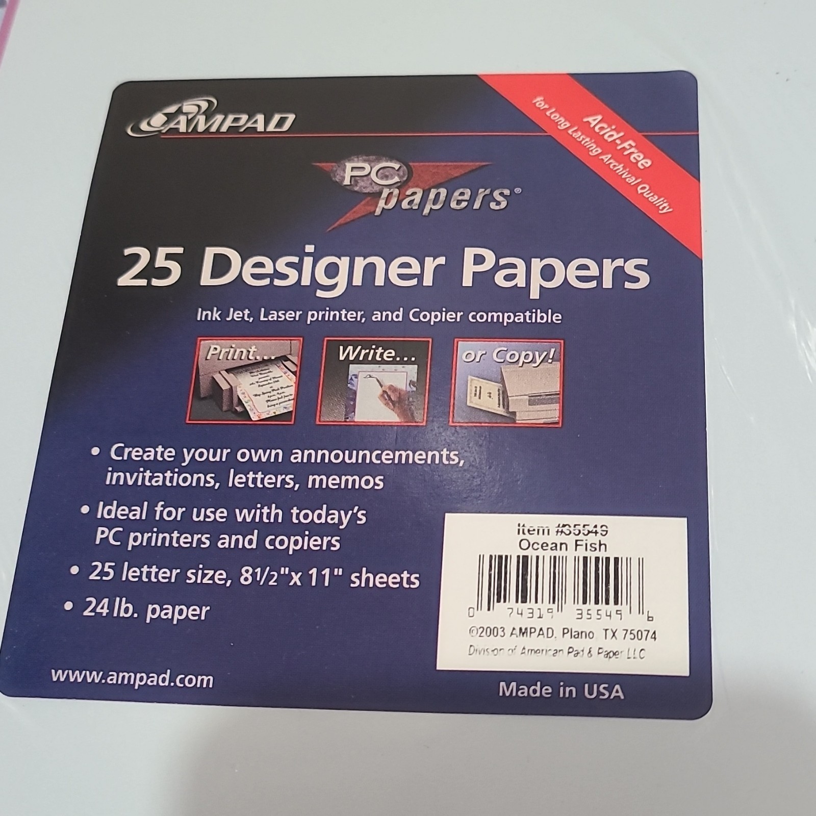 Ampad PC Papers Ocean Fish Designer Paper Letter 8.5×11 24lb Matte 35549