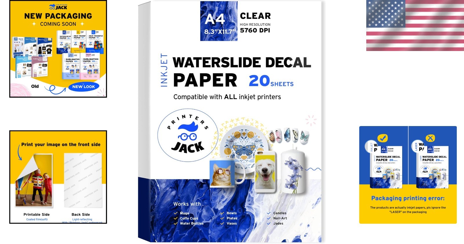 20 A4 Water Slide Decal Sheets – Inkjet Printable for Creative DIY