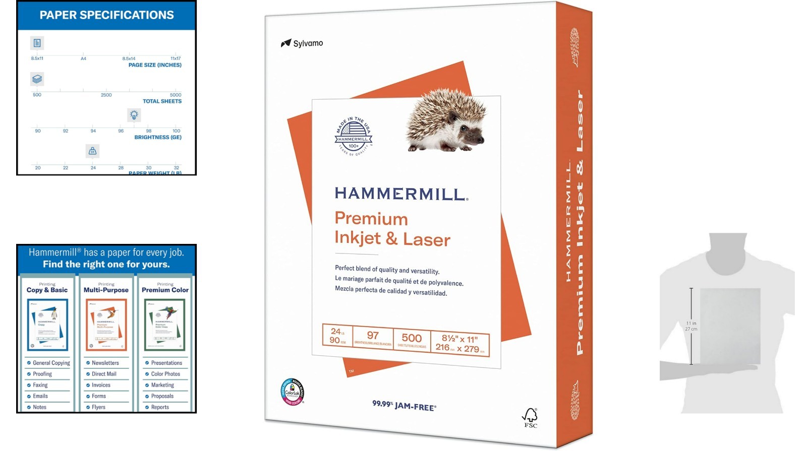 24lb Inkjet & Laser Printer Paper, 500 Sheets – 97 Bright, Eco-Friendly