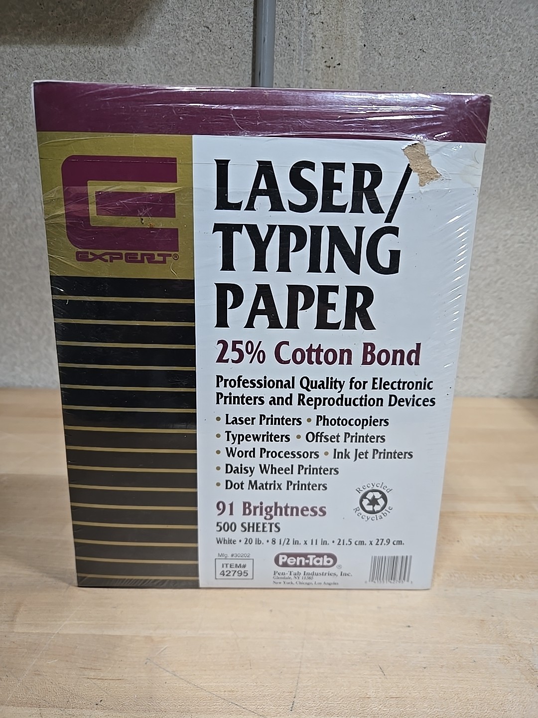 VTG Pen-Tab Expert Typing Printer Paper 500 Sheets 25% Cotton Bond Sealed Pentab