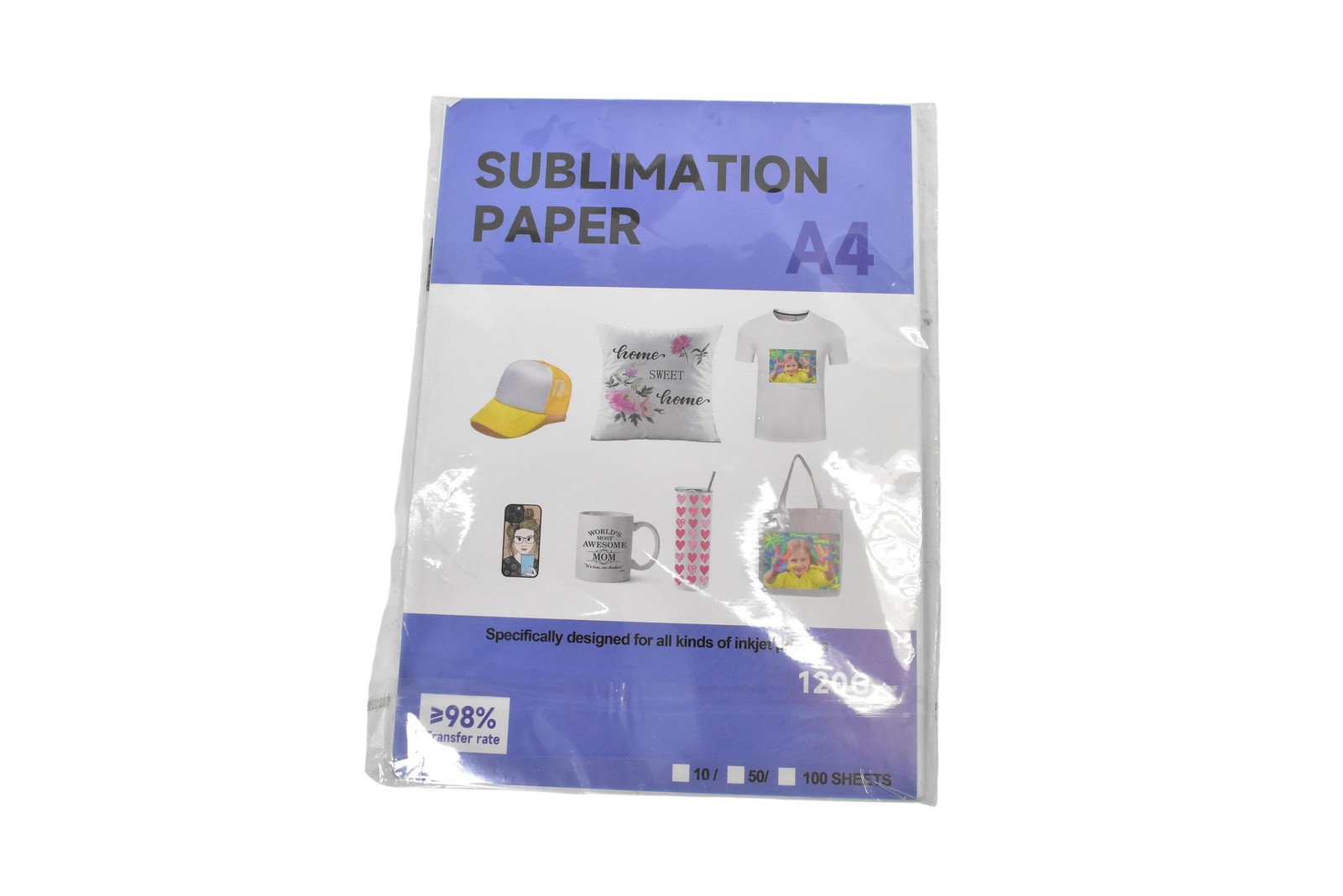A4 Sublimation Paper 120G 100 Sheets Inkjet Transfer Paper White Packs