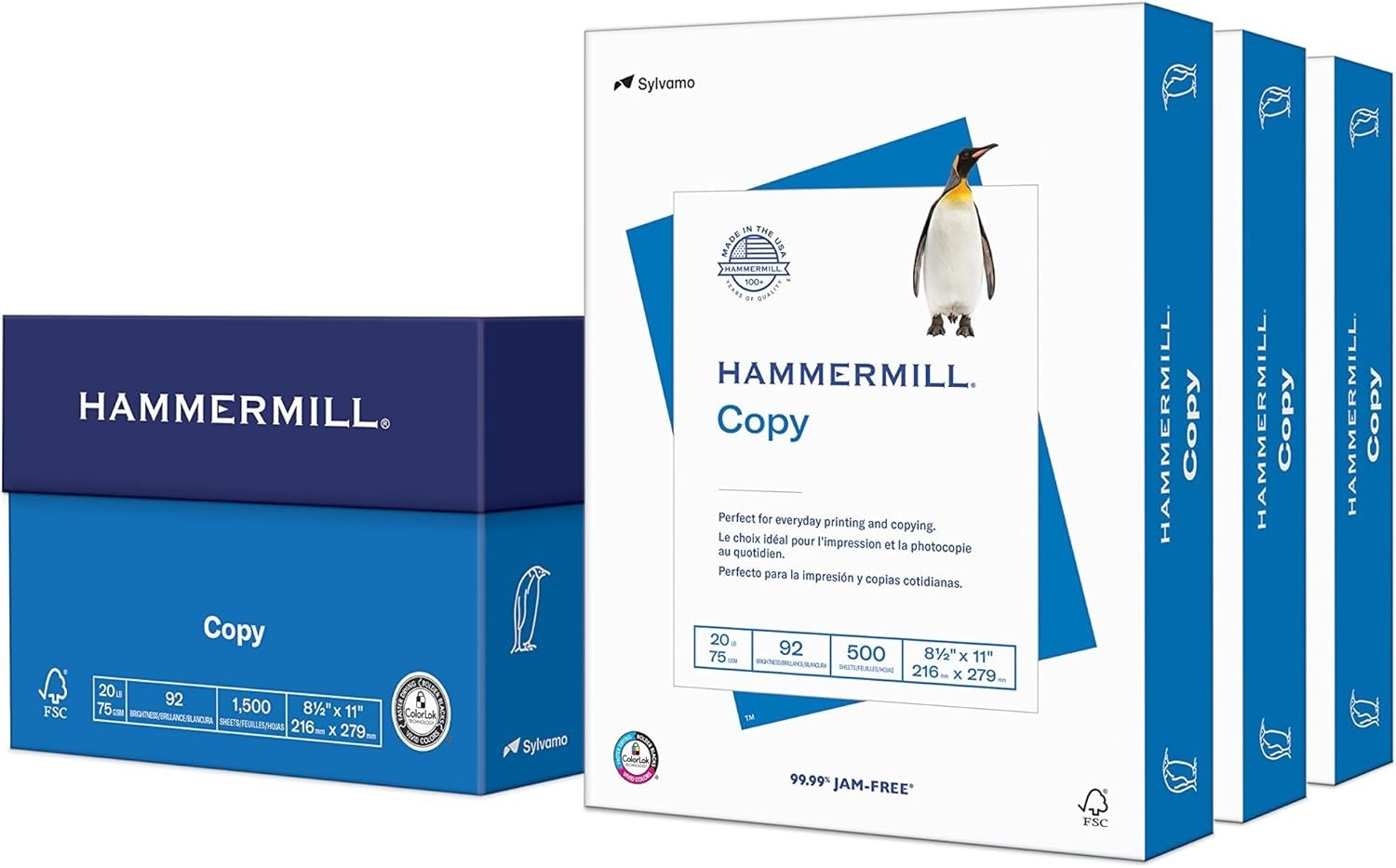 Printer Paper 20 lb Copy Paper 8.5 x 11 3 Ream 1500 Sheets Bright White USA