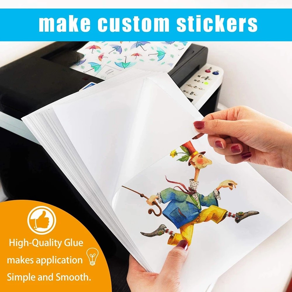 A4 Printable Vinyl Sticker Paper For Inkjet & Laser Printer Adhesive DIY Decal