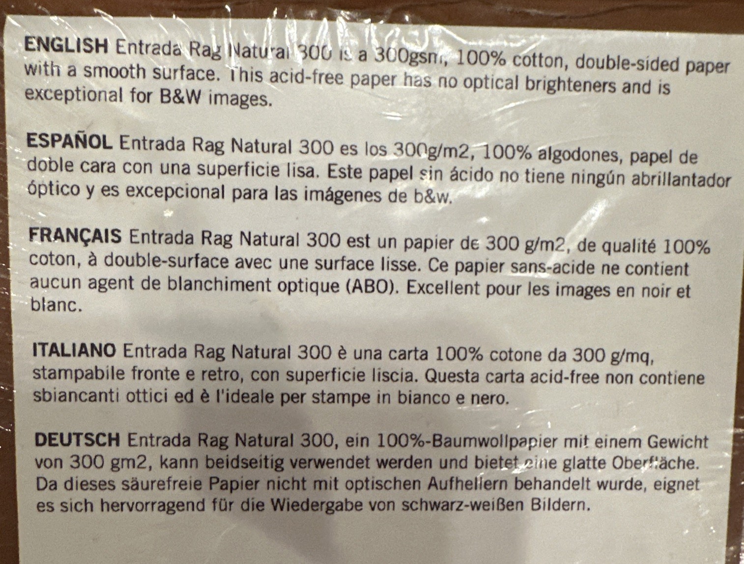 Moab R08-ERN300851125 Entrada Rag Natural 300 Paper, 8.5X11″, 25 Sheets, SEALED