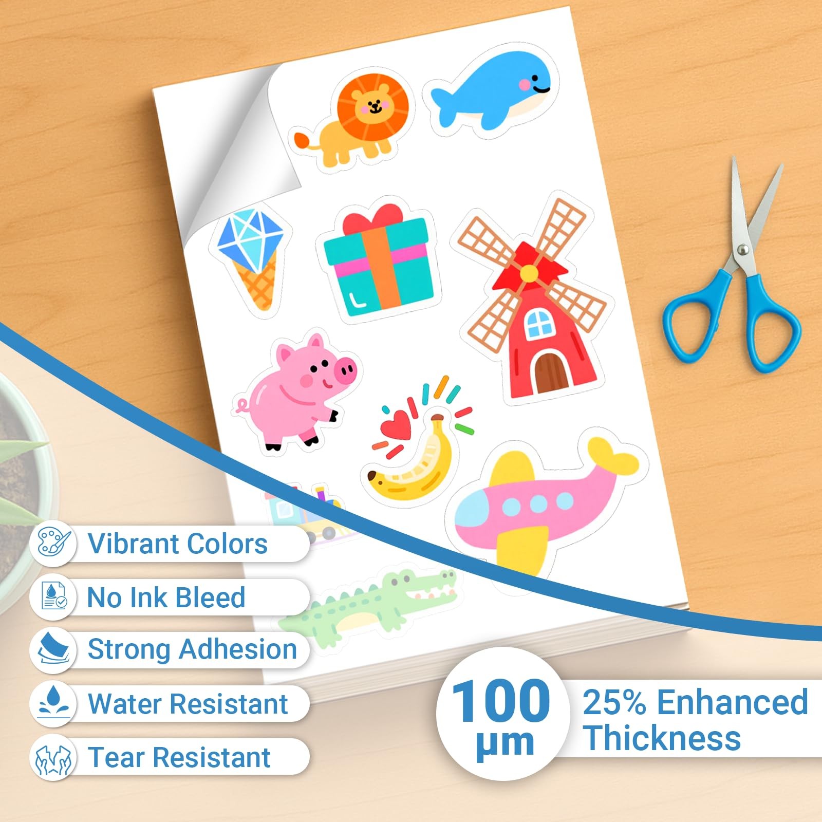 35 Sheets Sticker Paper for Self Printing A4, Matte White Waterproof Printing…