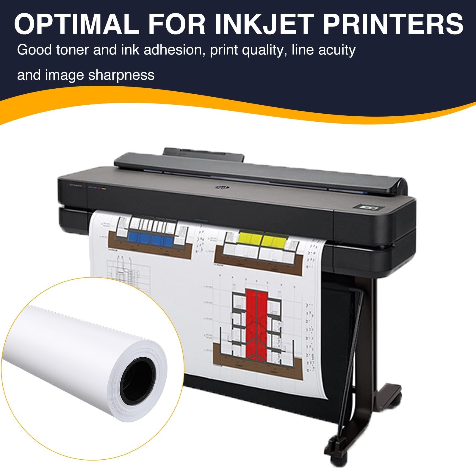 VOISEN Wide Format Paper,2 Rolls Plotter Paper 36″ x 150 Ft, CAD Bond Rolls,20lb