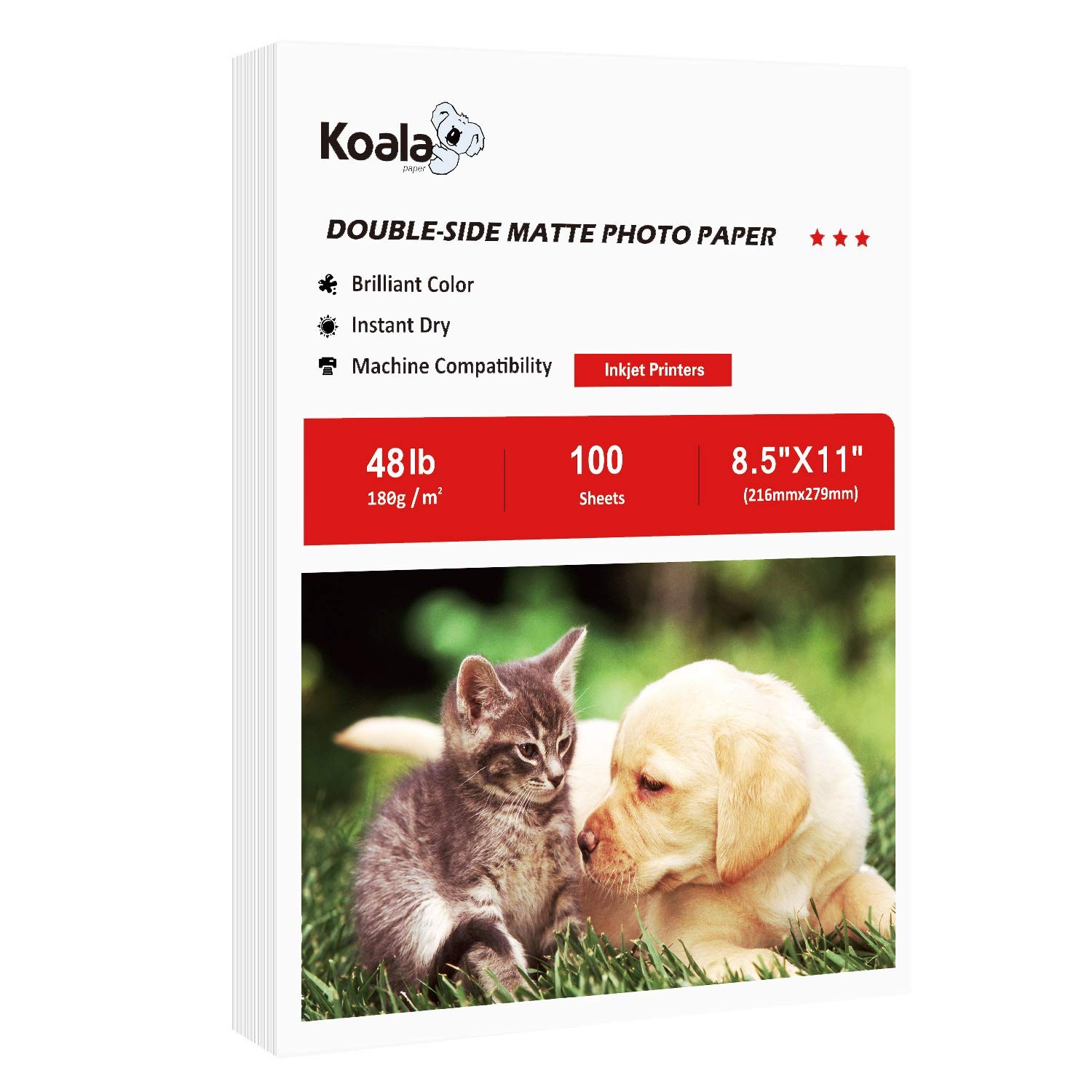 100 Sheets Koala DoubleSide Matte Photo Paper 8.5×11 Inch For Inkjet