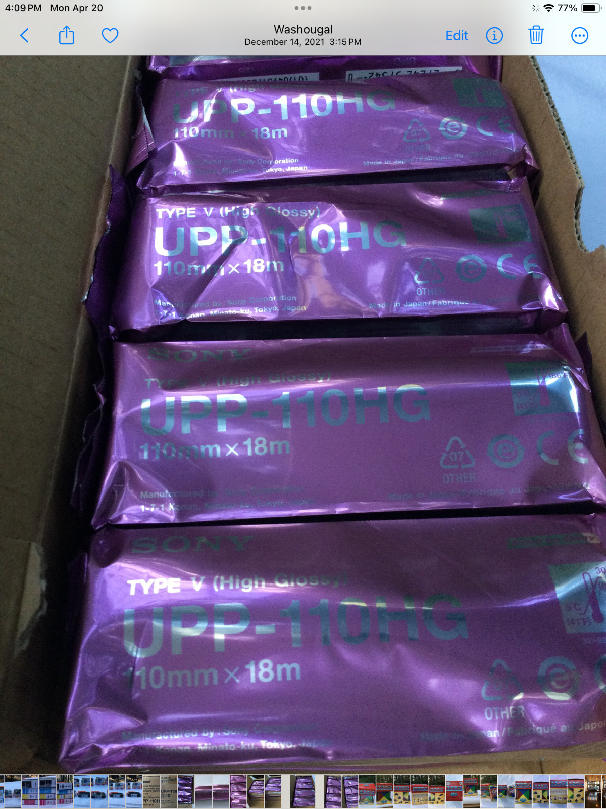 5 Rolls UPP-110HG High Gloss Ultrasound Paper Type V, UPP-110HG Sony Compatible