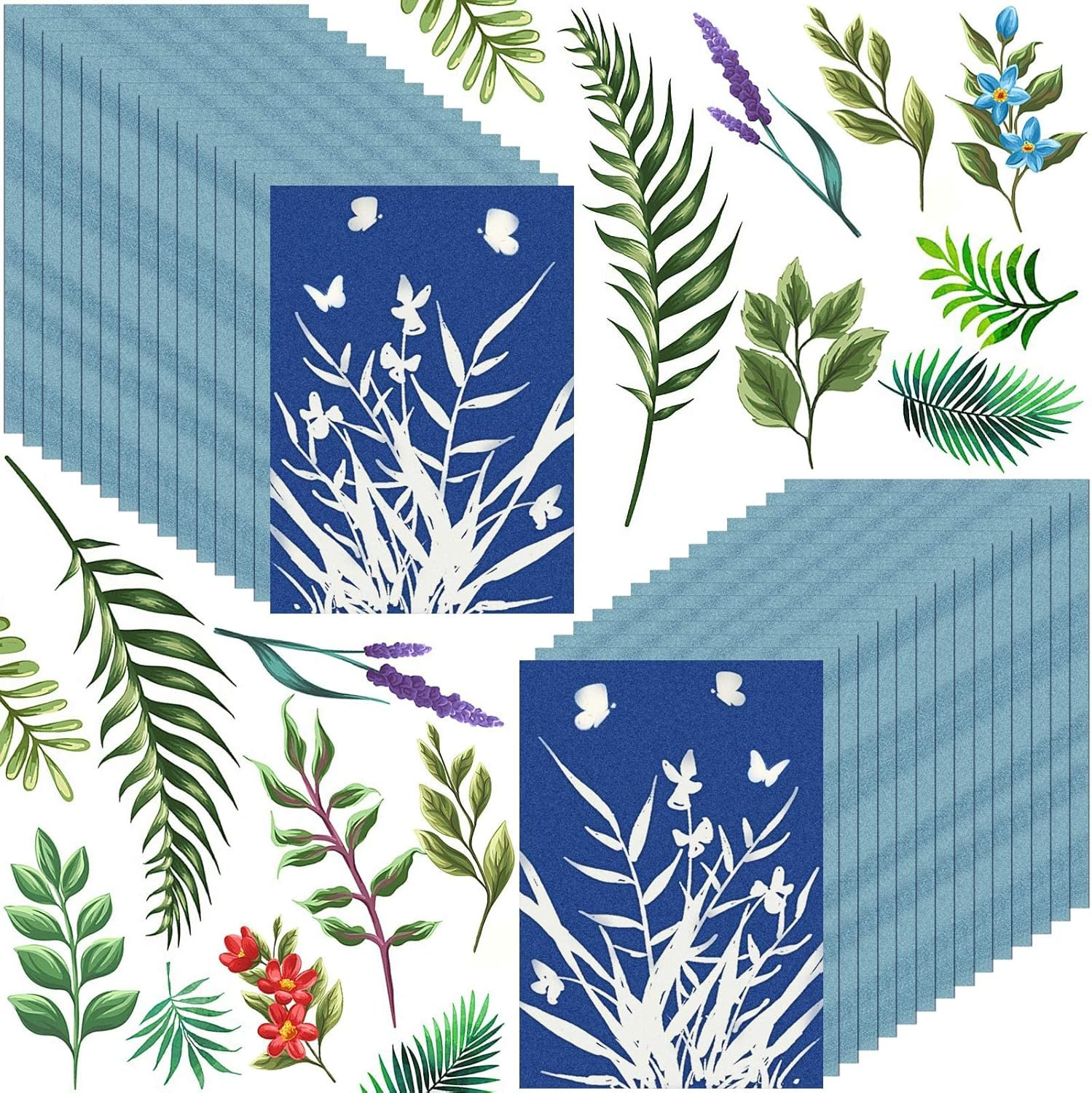 Cyanotype Paper, 30 Pcs Sun Print Paper Kit, High Sensitivity Sun Print | Nature