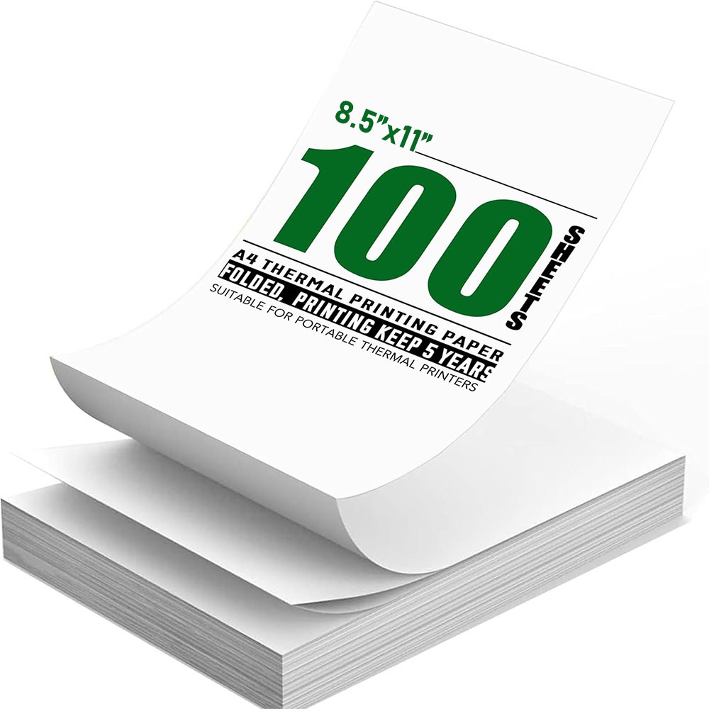 100Sheets 8.5×11″ Folded A4 Thermal Continuous Paper For M08F M832 Hprt Printer