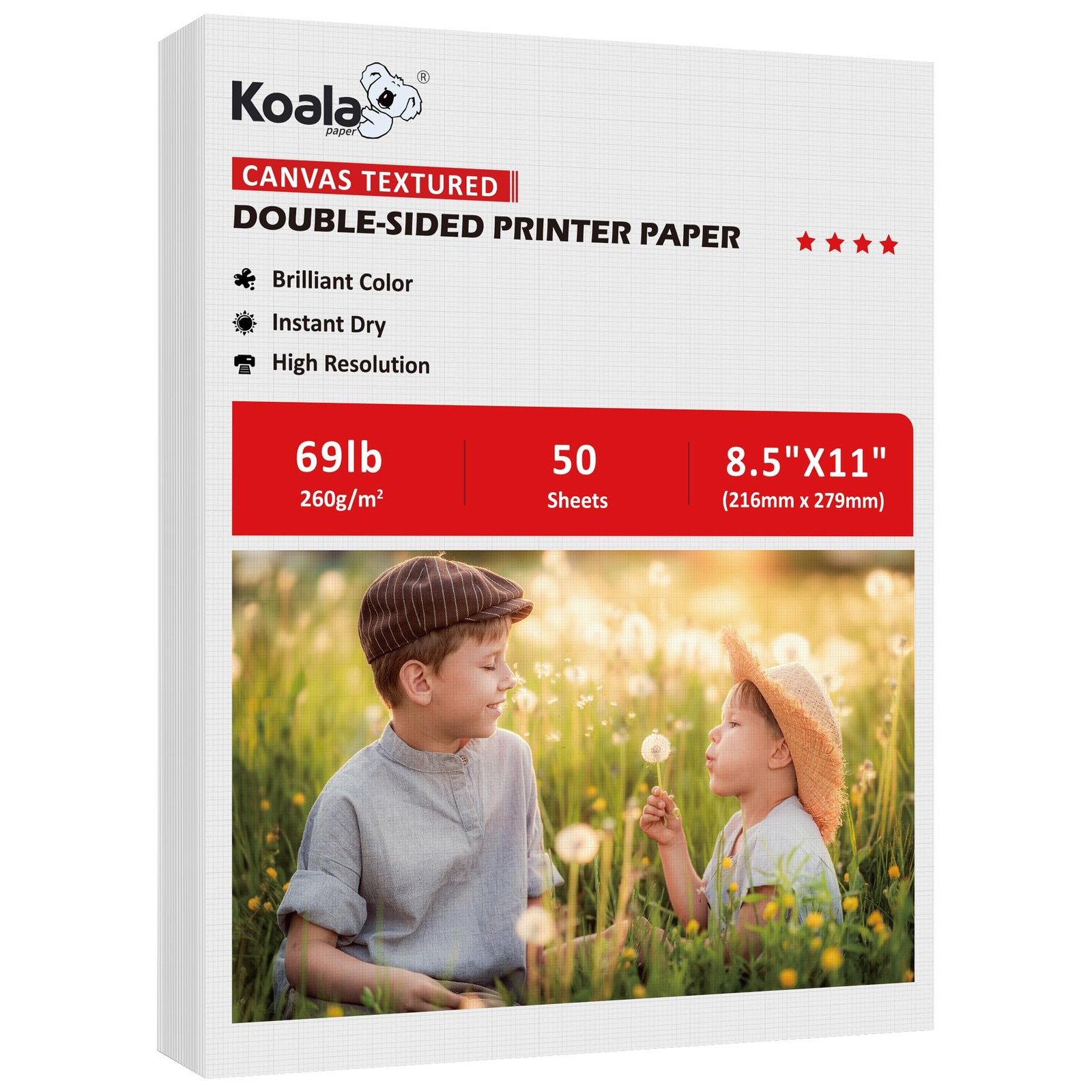 Koala Thick Canvas Textured Double-sided Printer Paper 8.5X11 69LB 50sheets 2…