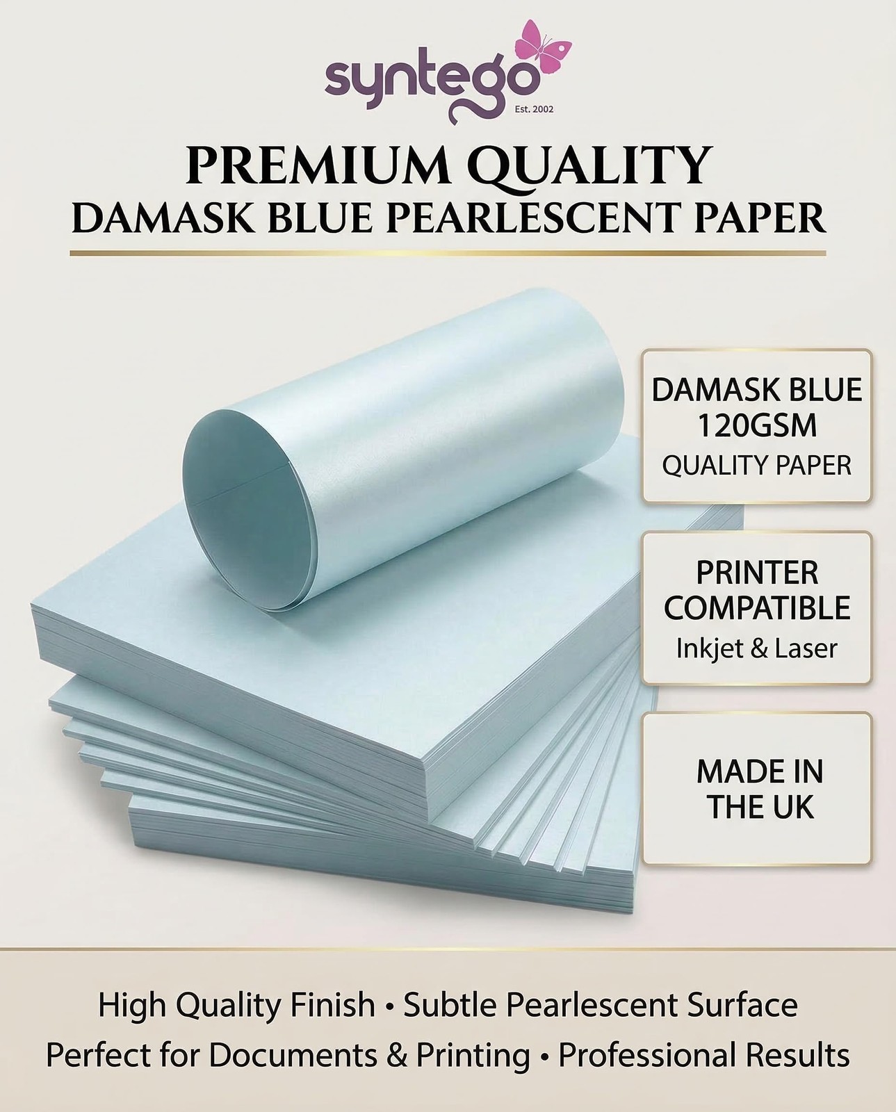 A4 Blue Majestic Pearlescent Shimmer Paper Double Sided 120gsm Suitable for…