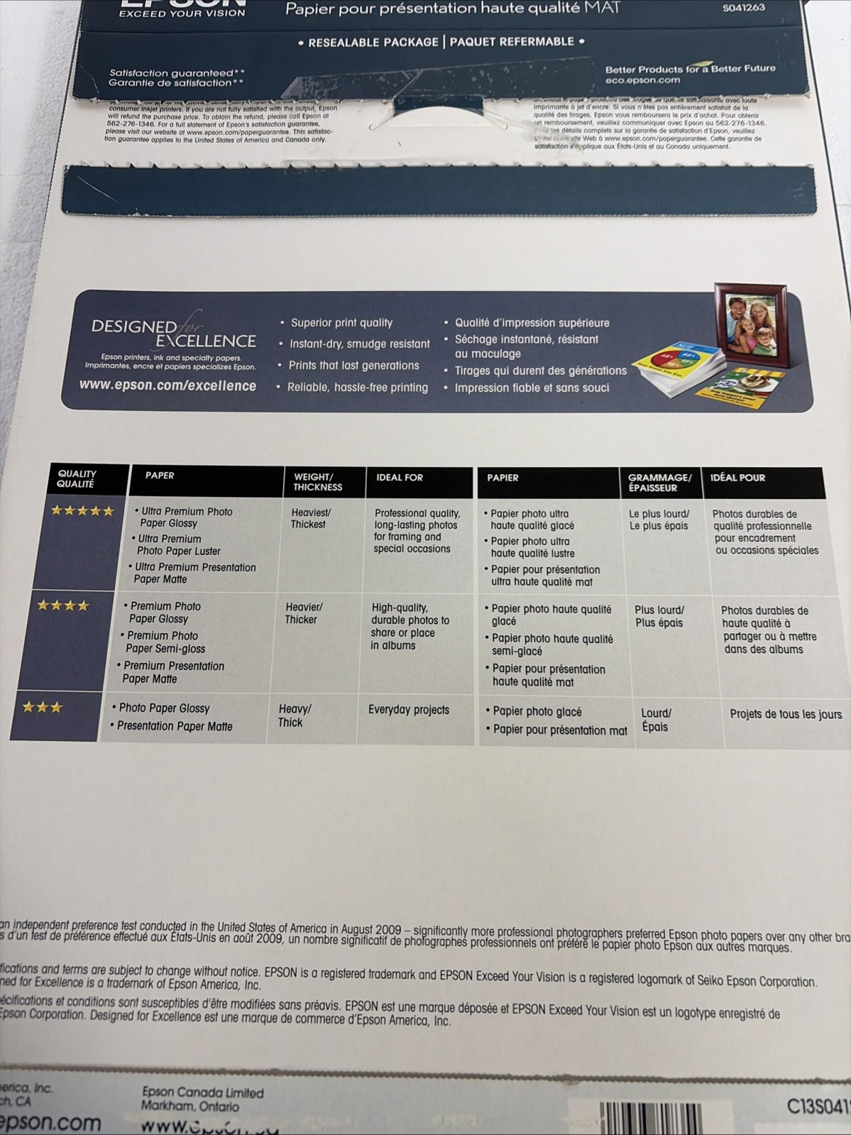 Epson 9ml A3+ 13×19 Premium Matte Paper 30 Sheets S041263 Open Box +20 Sheets Ne