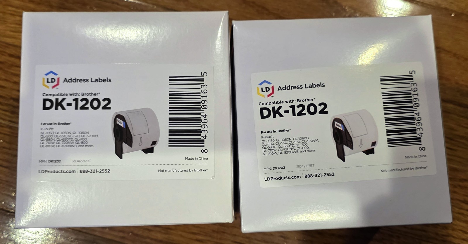 LD Compatible Brother DK-1202 2 Rolls of Shipping Labels / 2.4 in x 3.9 in