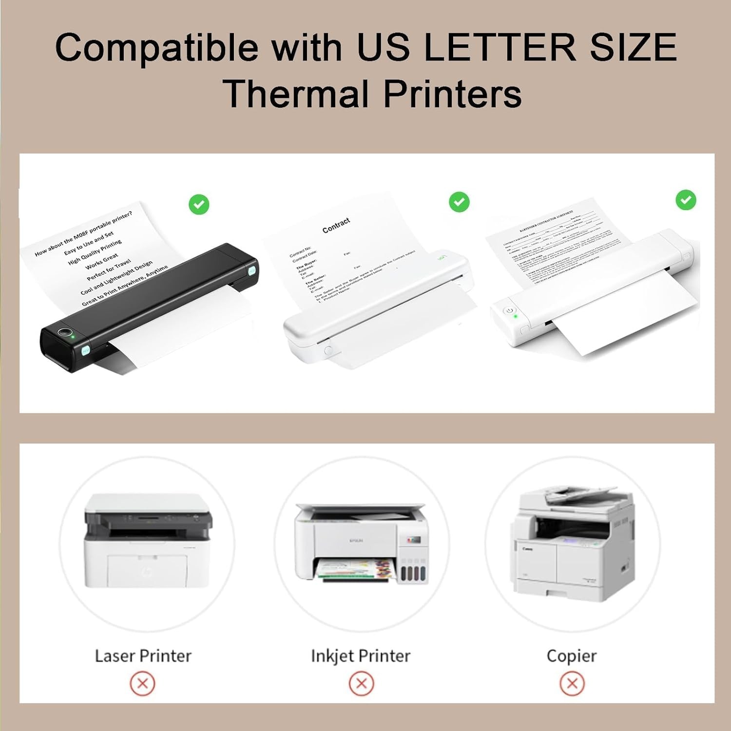 Sheets Thermal Printer Paper, ‘× ‘ US Letter Size, Advanced