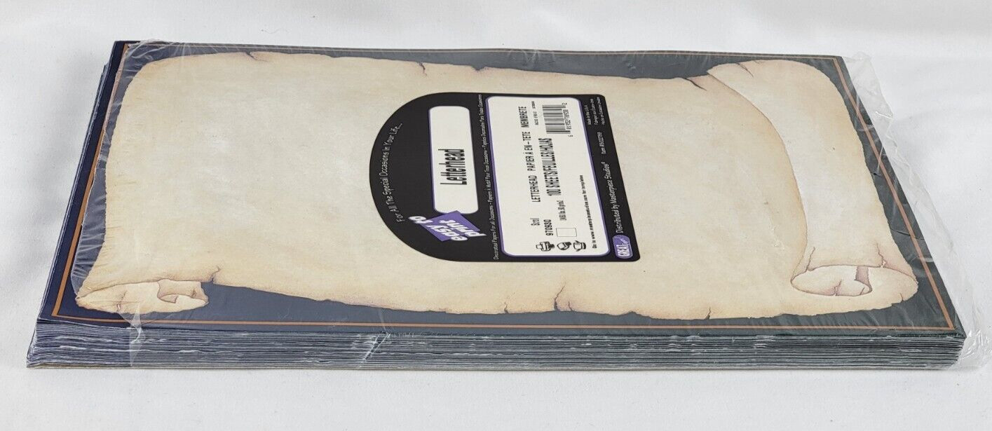 Masterpiece Studios Decorated Scroll Letterhead 95 Sheets Blue Cream OPEN BOX