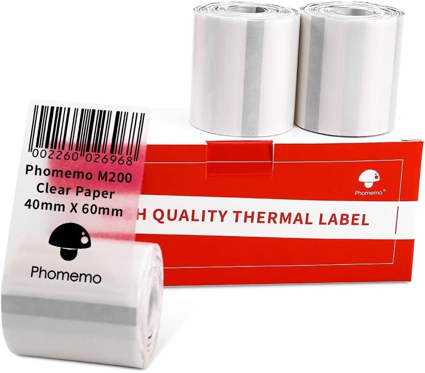Phomemo M110 Paper 40×60mm Clear Self-Adhesive Thermal Label Transparent Sticker