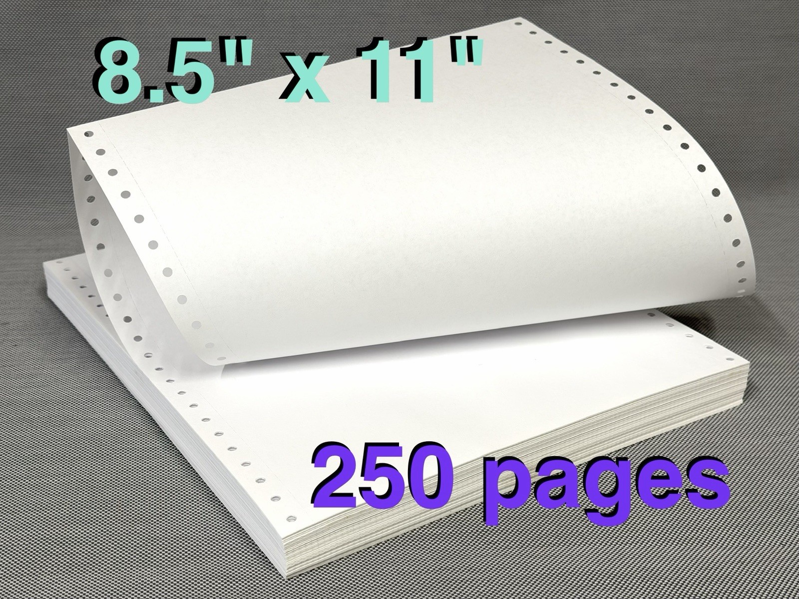 250 Pages – Tractor Feed Dot Matrix Printer Paper 8.5″ x 11″ Letter Continuous
