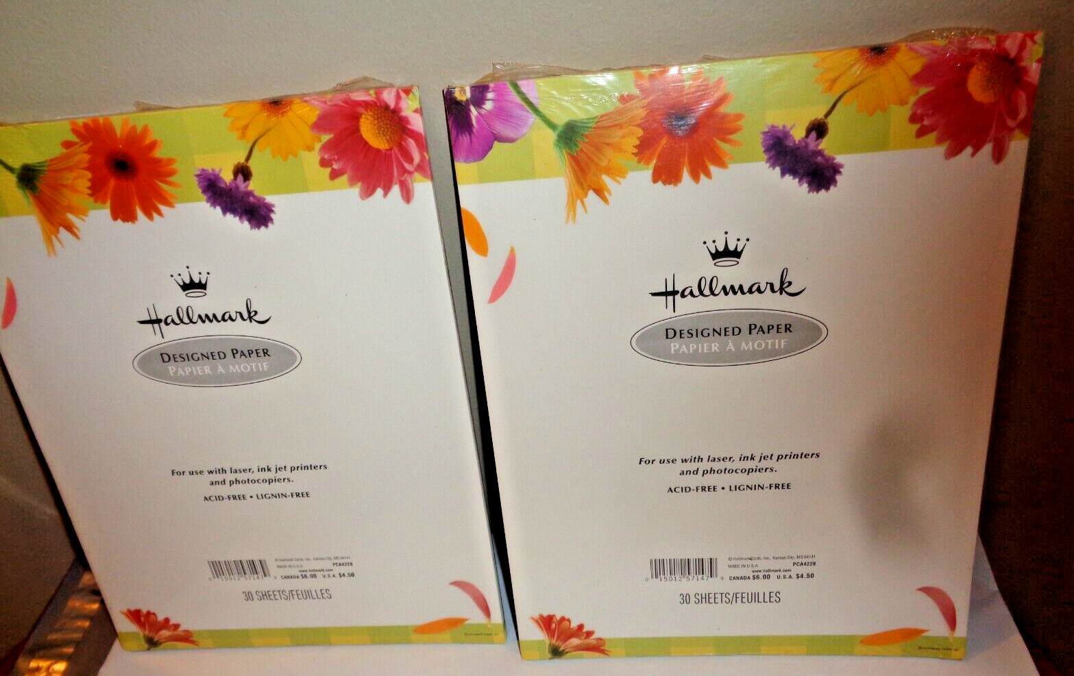 2 Pack of Hallmark Designed Paper for Ink Jet Printer Laser Photocopies Flowers