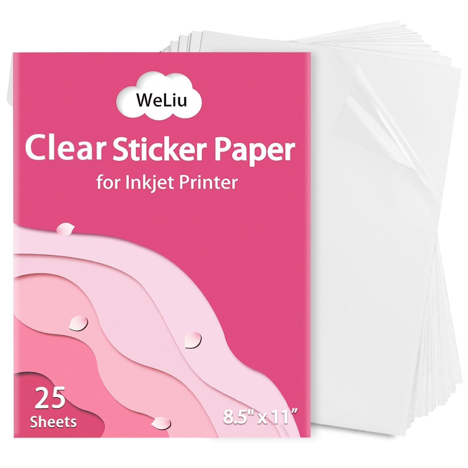 Premium Clear Printable Sticker Paper 8.5″ x 11″ – 25 Sheets Full Sheet Labels f