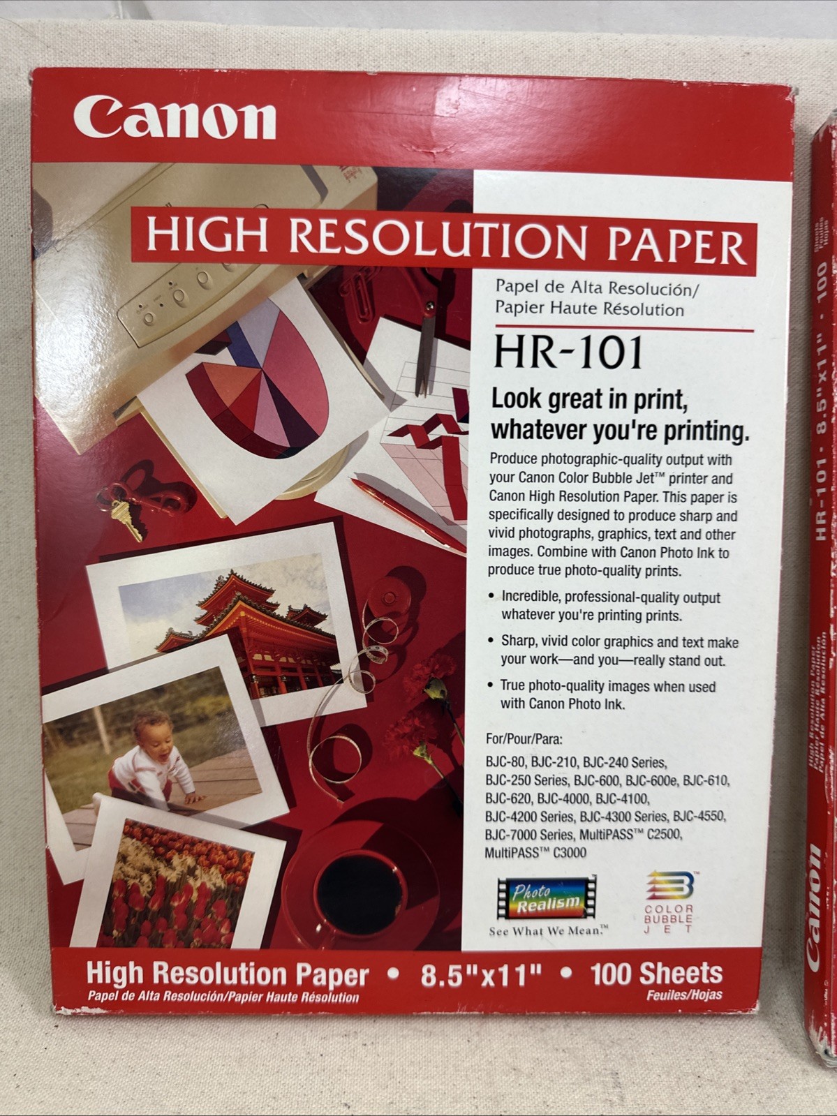Two Pack New Canon HR-101 High Resolution Paper, 8-1/2 x 11, White, 100 Sheets