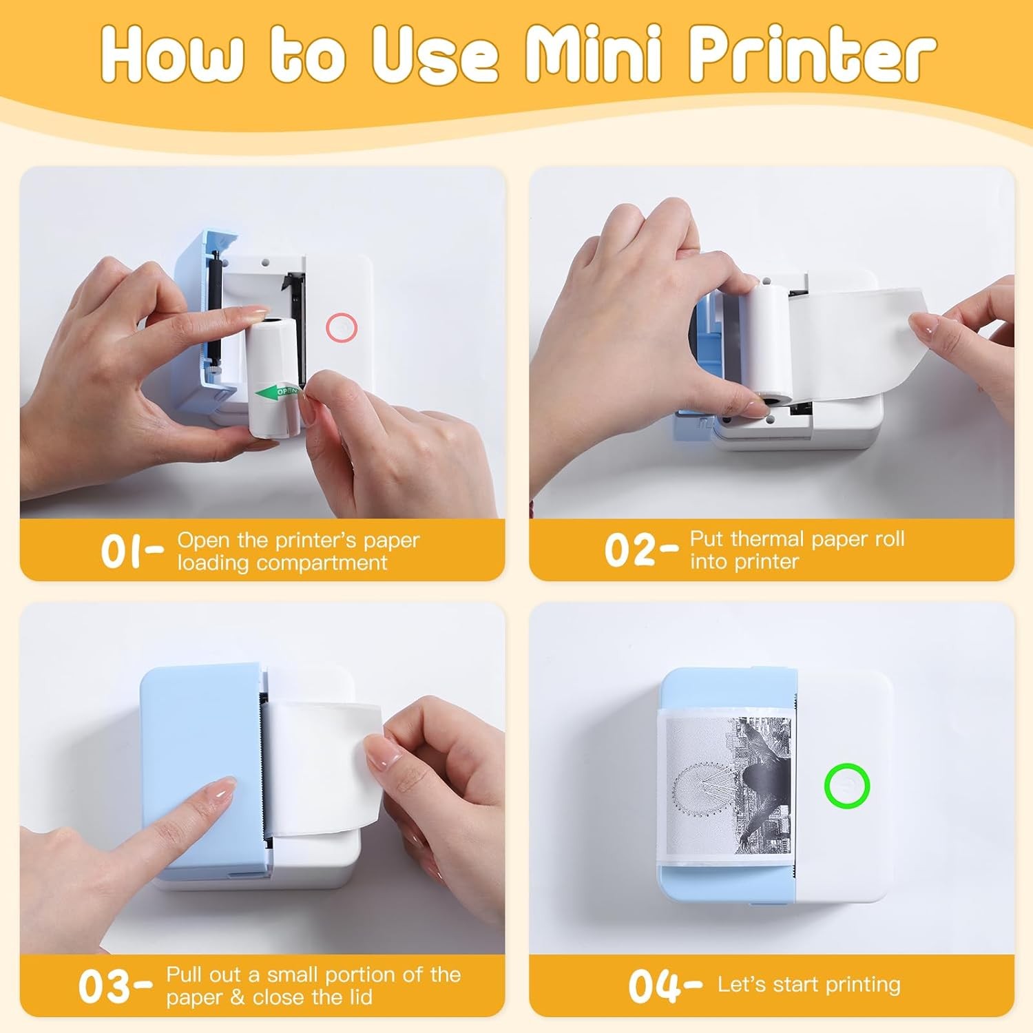 10 Rolls Print Pods Printing Paper, 57 X 25mm Inkless Self-Adhesive Printable St