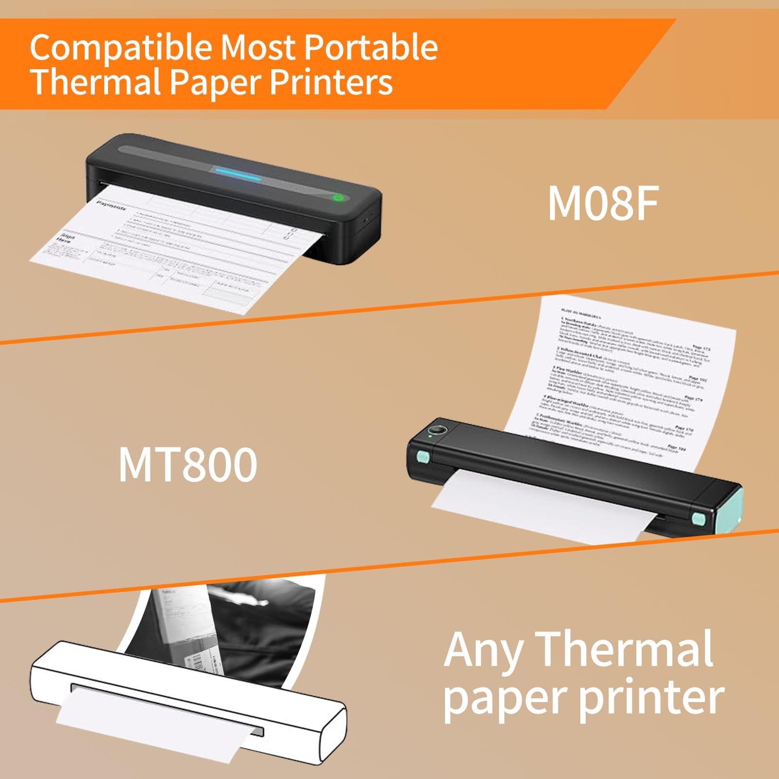 FungLam Thermal Printer Paper 8.5” x 11”, US Letter 200 SHEETS, white