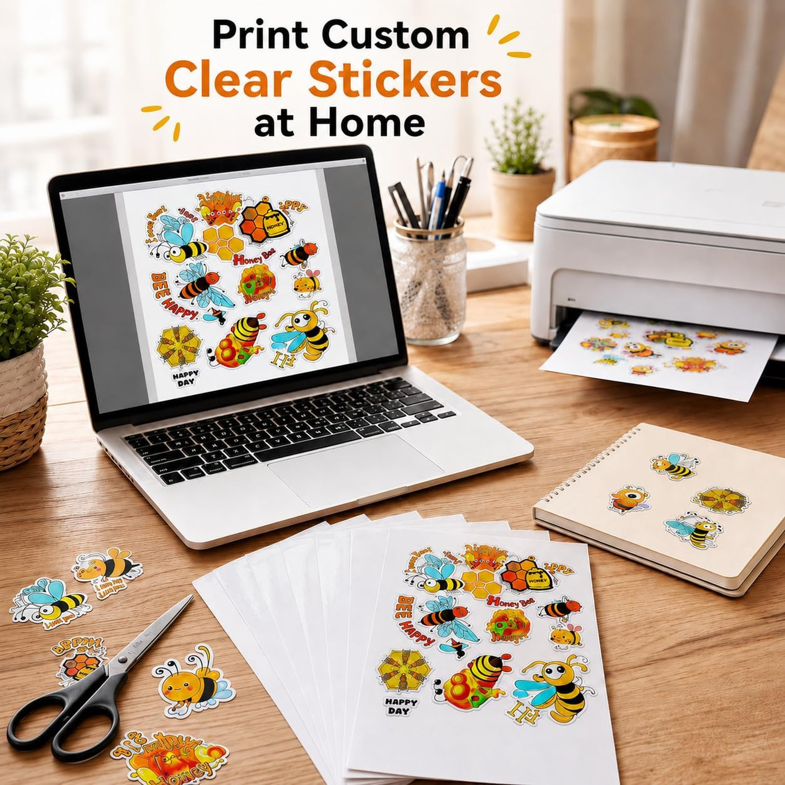 Printable Crystal Clear Vinyl Sticker Paper 20 Sheets 8.5×11 Inch Transparent