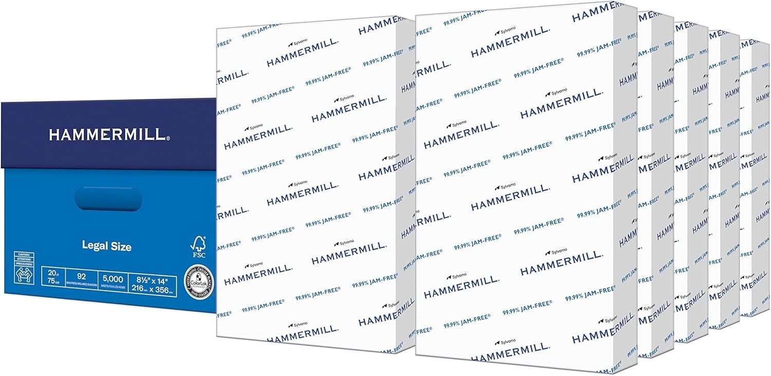Archival 8.5×14 Legal Printer Paper 5000 Sheets 20lb 92 Bright Acid-Free Ivory