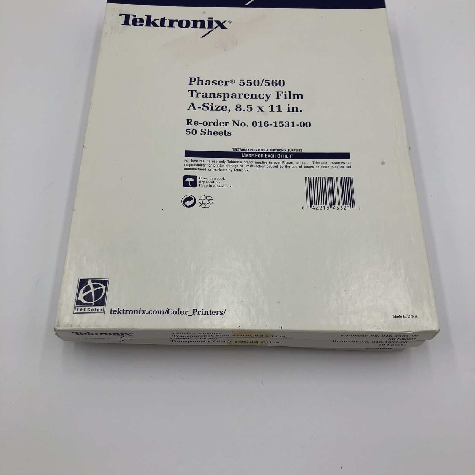 Tektronix Phaser 560 Transparency Film A-Size 8.5×11” Three Boxes Open Box