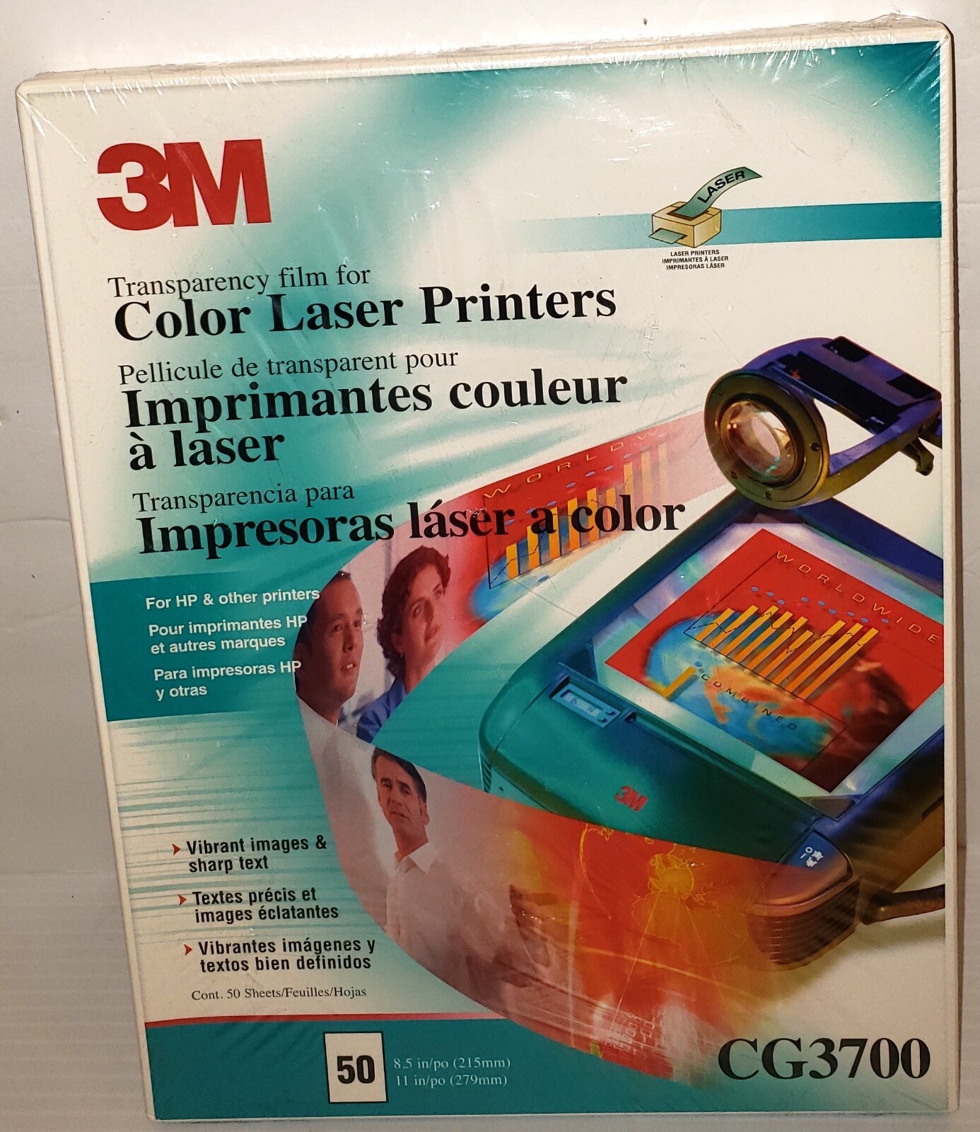 (NEW) 3M Transparency Film For Color Laser Printers CG3700 (50 Sheets)SEALED BOX