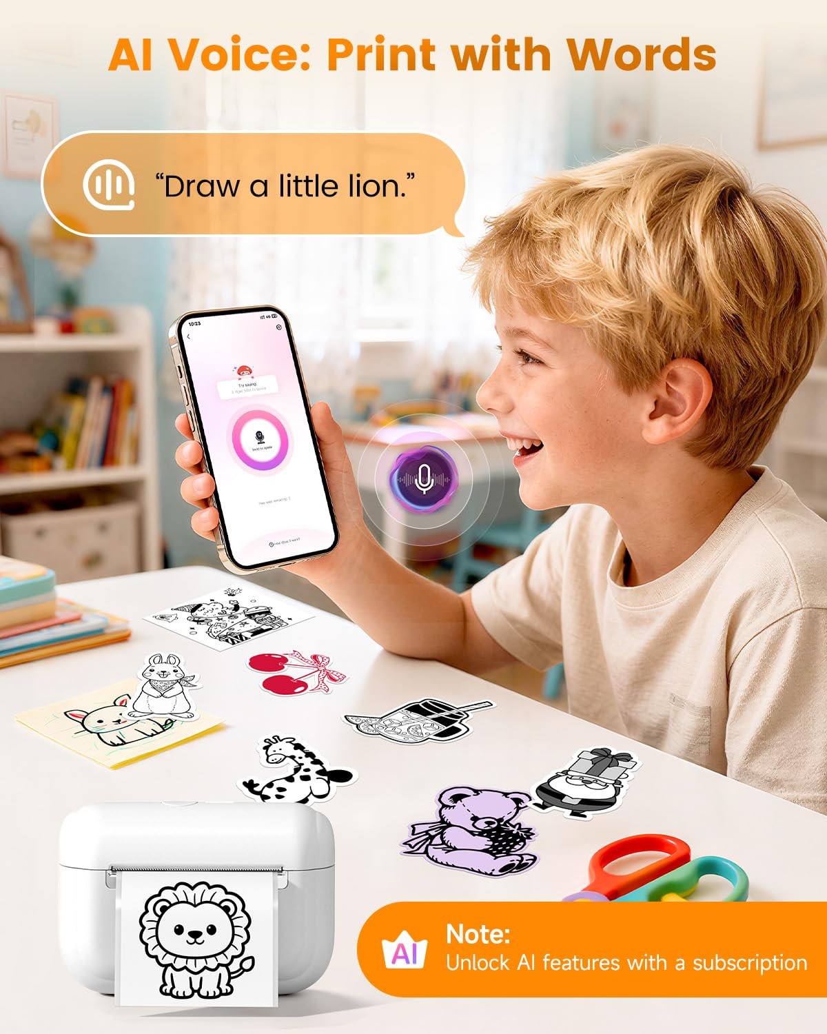 Memoking Mini Sticker Printer, Q02E Inkless Portable Mini, White