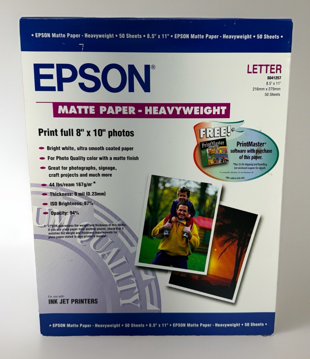 Epson Matte Paper Heavyweight Letter 8.5″ X 11″ 50 Sheets Photo Paper BN 12