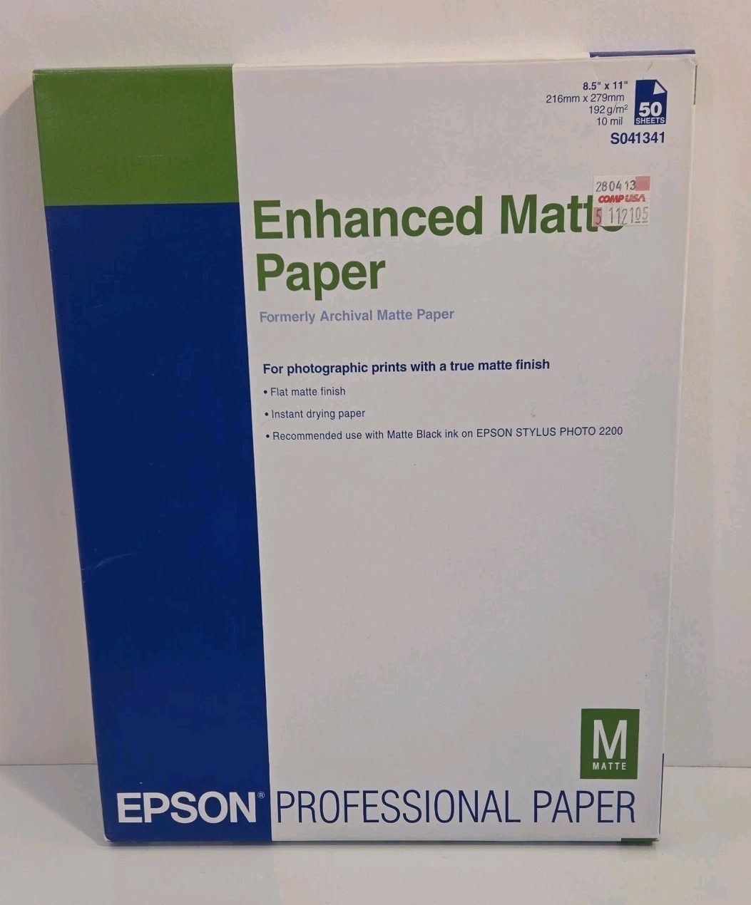 EPSON C13S041341 Enhanced Matte Paper (Archival Matte Paper) Professional 8.5×11
