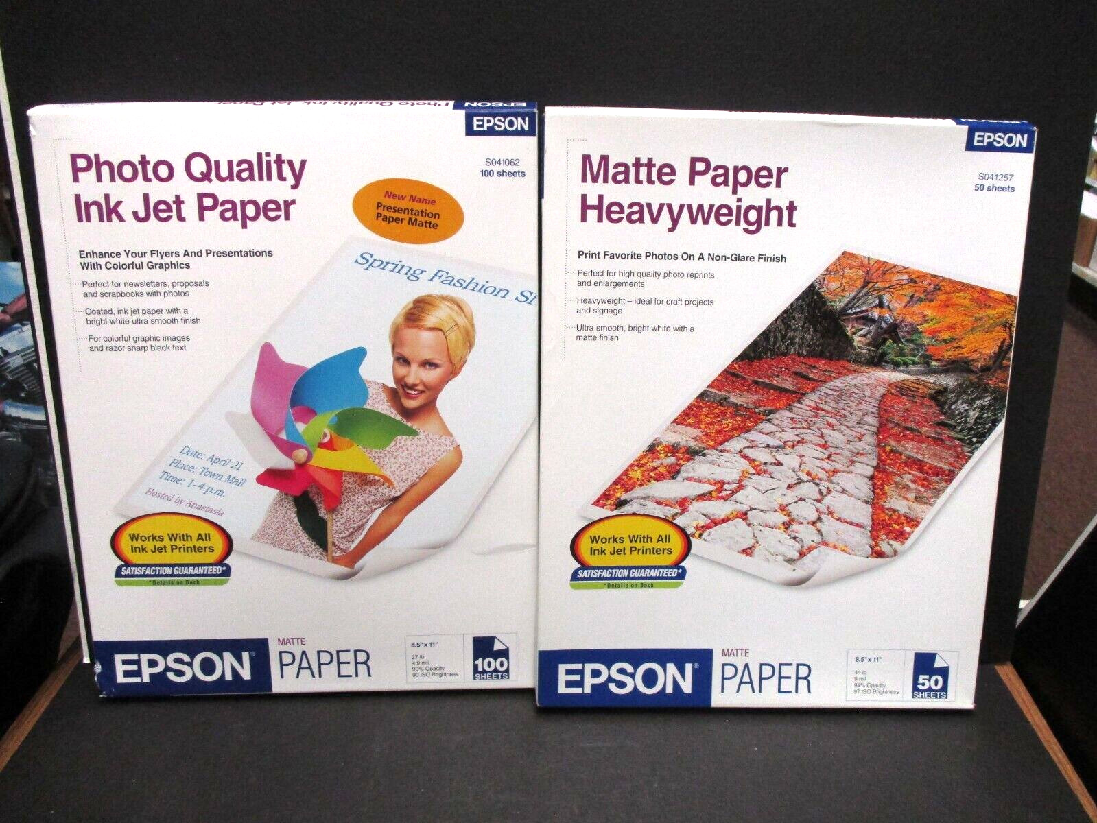Epson Matte Paper 8 1/2×11″ ink Jet Paper 2 boxes S041257 & S041062 new old stoc